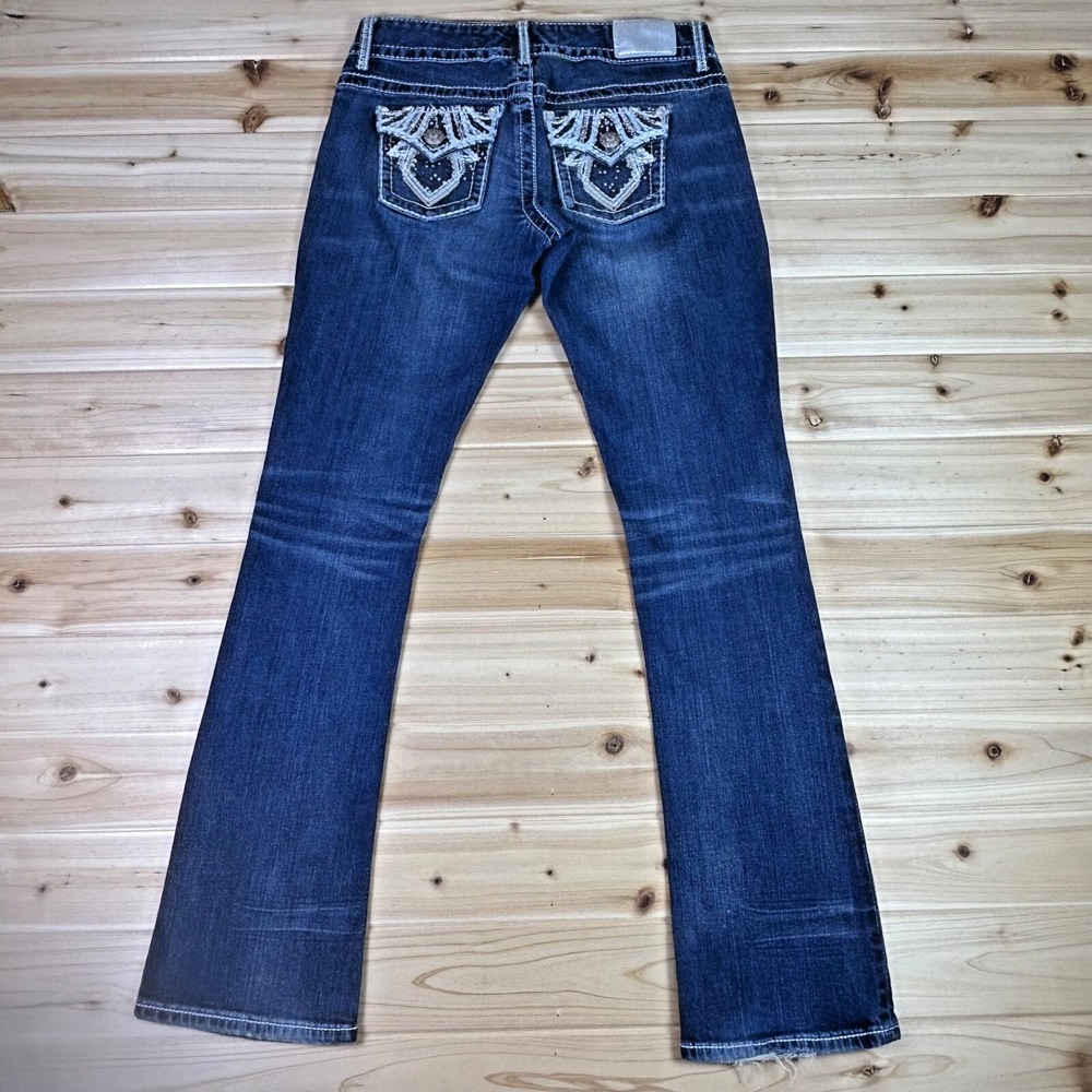 Maurices Premium Jeans Womens 3/4 Embellished Studded Boot Cut Low Rise Denim - Picture 6 of 13